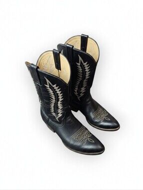 Abilene Men's Black Leather Western Cowboy Boots Size 11D 61751